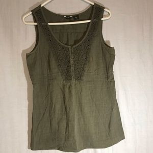 Eddie Bauer Olive Green Casual Tank Top
